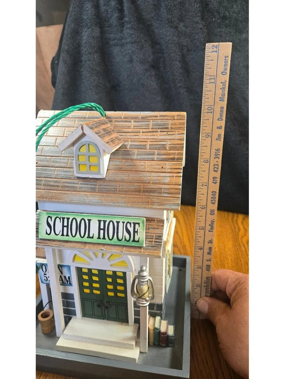 Handmade Wooden School House Birdhouse with Welcome Sign